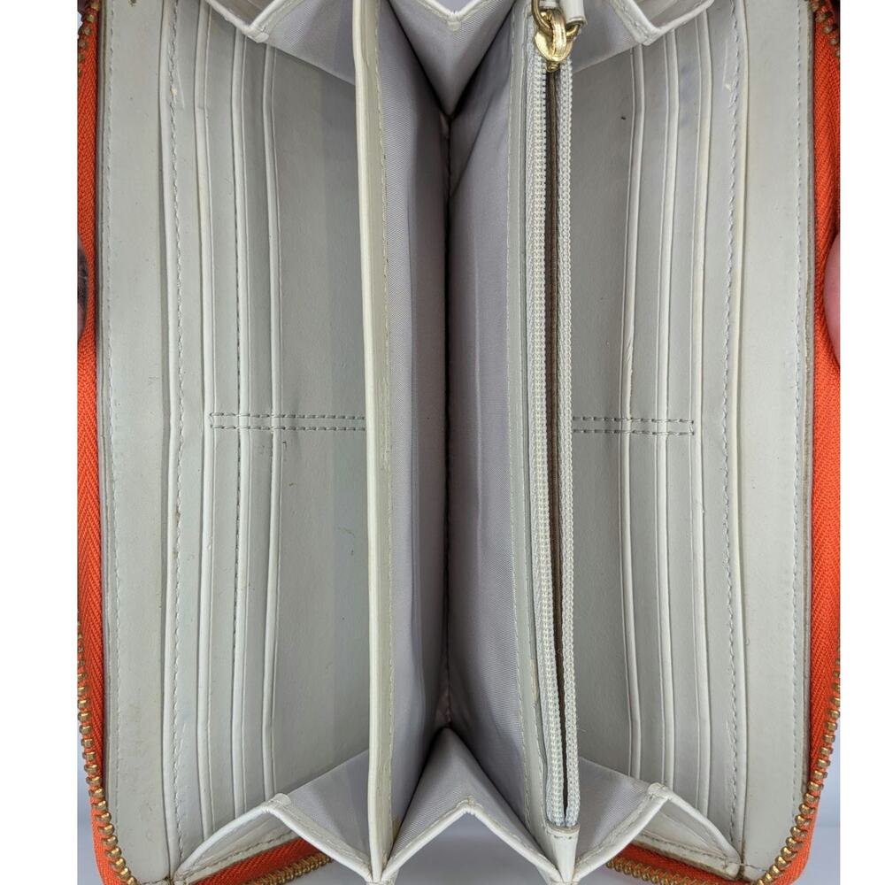 Coach Ashley Vintage Wallet Coral Orange Leather Zip Around Organizer Y2K - Picture 13 of 16